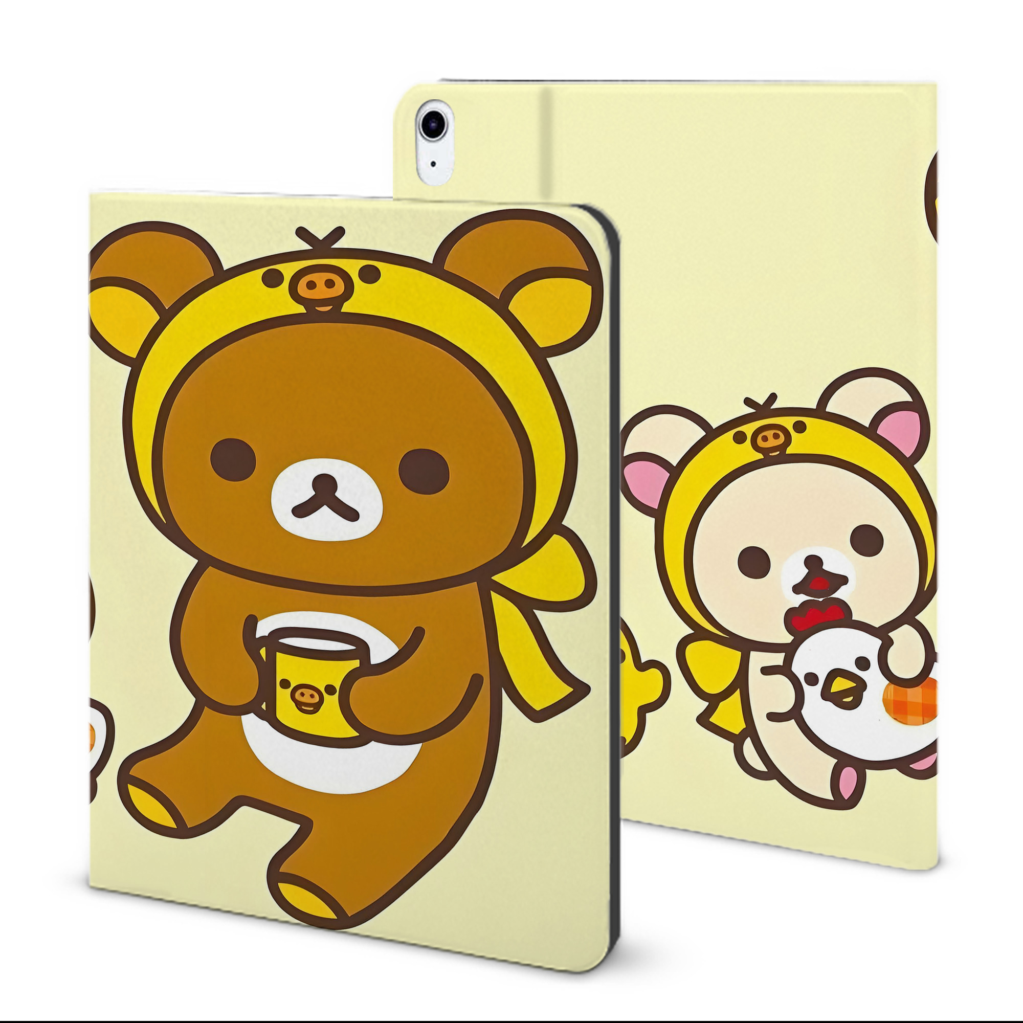 （画像用） リラックマ リラックマ キイロイトリ Rilakkuma Korilakkuma Kiiroitori IPad ケース ブック型 PUレザー TPU 耐衝撃 軽量 薄型 ペン収納なし 全面保護 IPad 各モデル対応